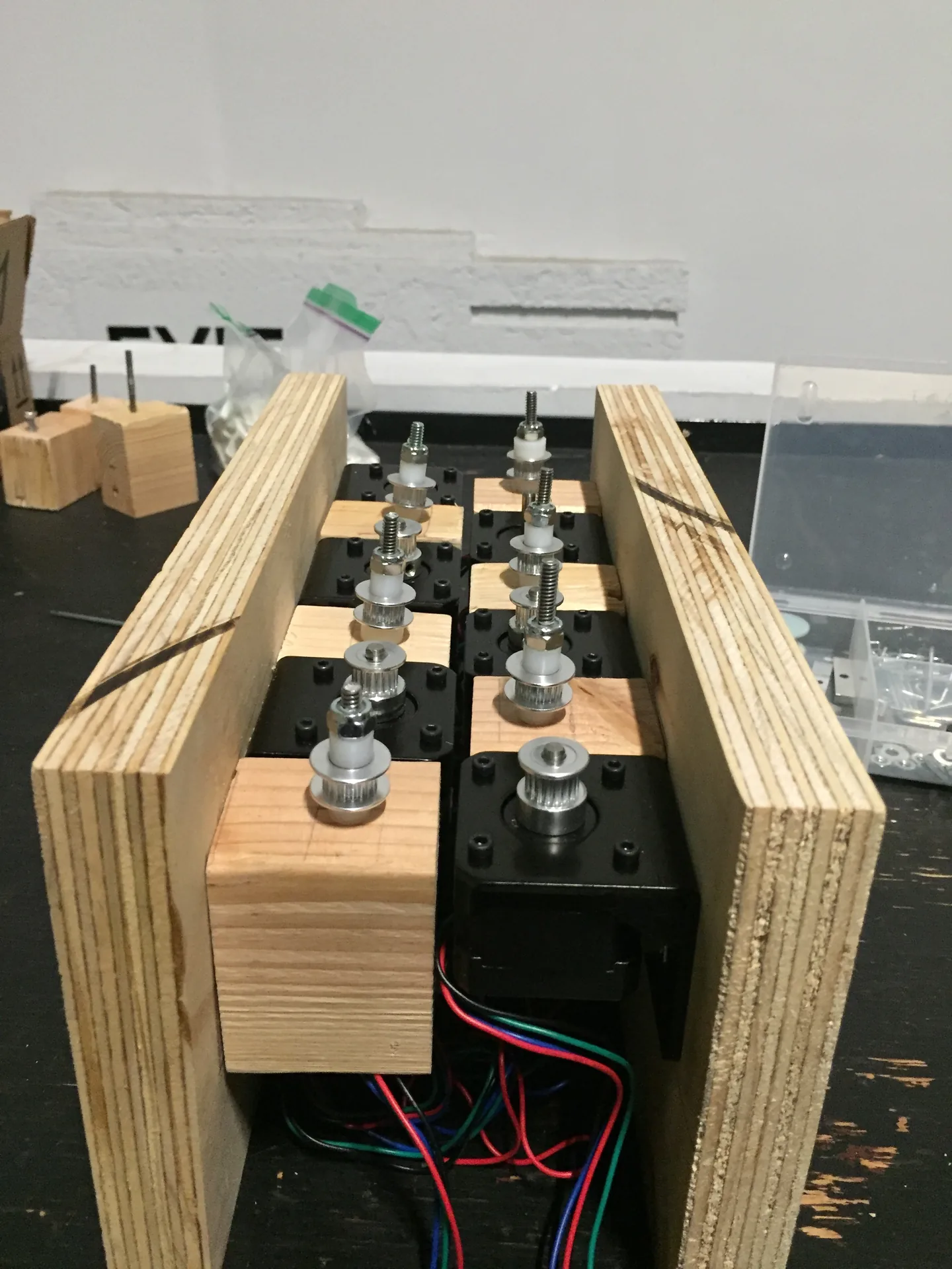 A close-up of the stepper motor chassis